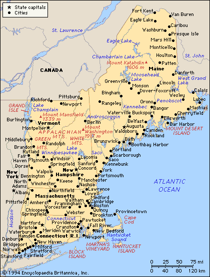 United States Map New England